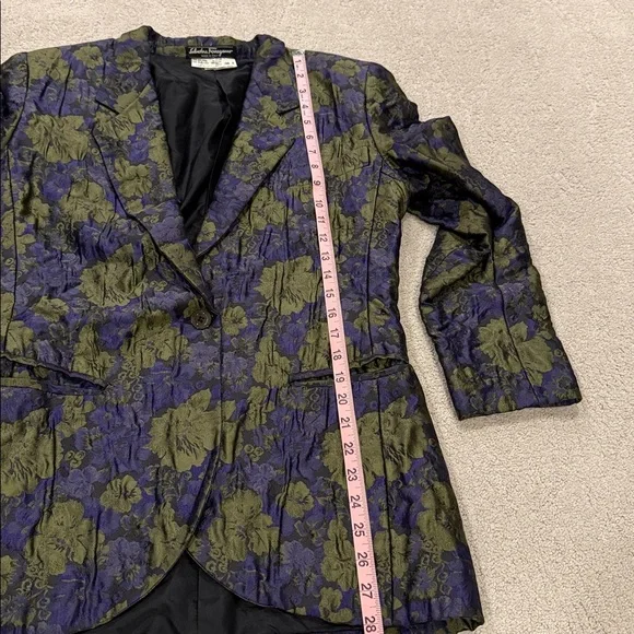 Salvatore Ferragamo Purple and Green Floral Silk Blazer - Picture 8 of 8